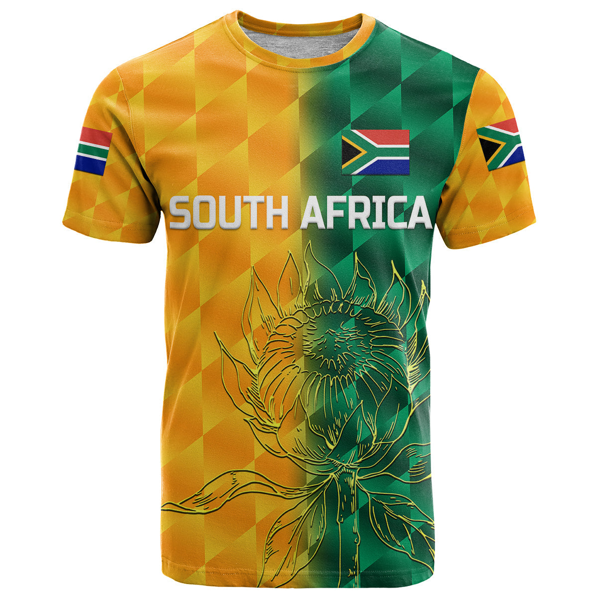 Custom South Africa Proteas Cricket T Shirt Simple Yellow