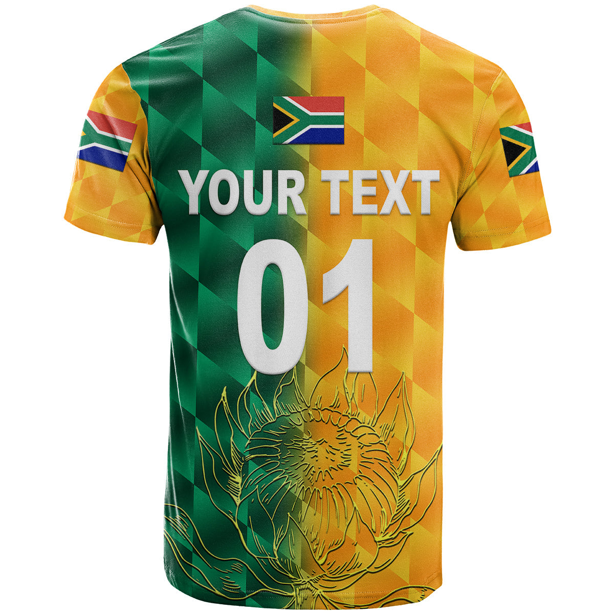 Custom South Africa Proteas Cricket T Shirt Simple Yellow