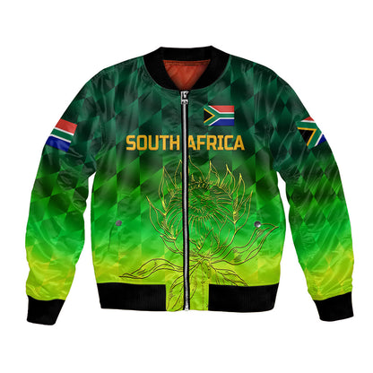 (Custom Personalised) South Africa Proteas Cricket Bomber Jacket Simple - Gradient Green