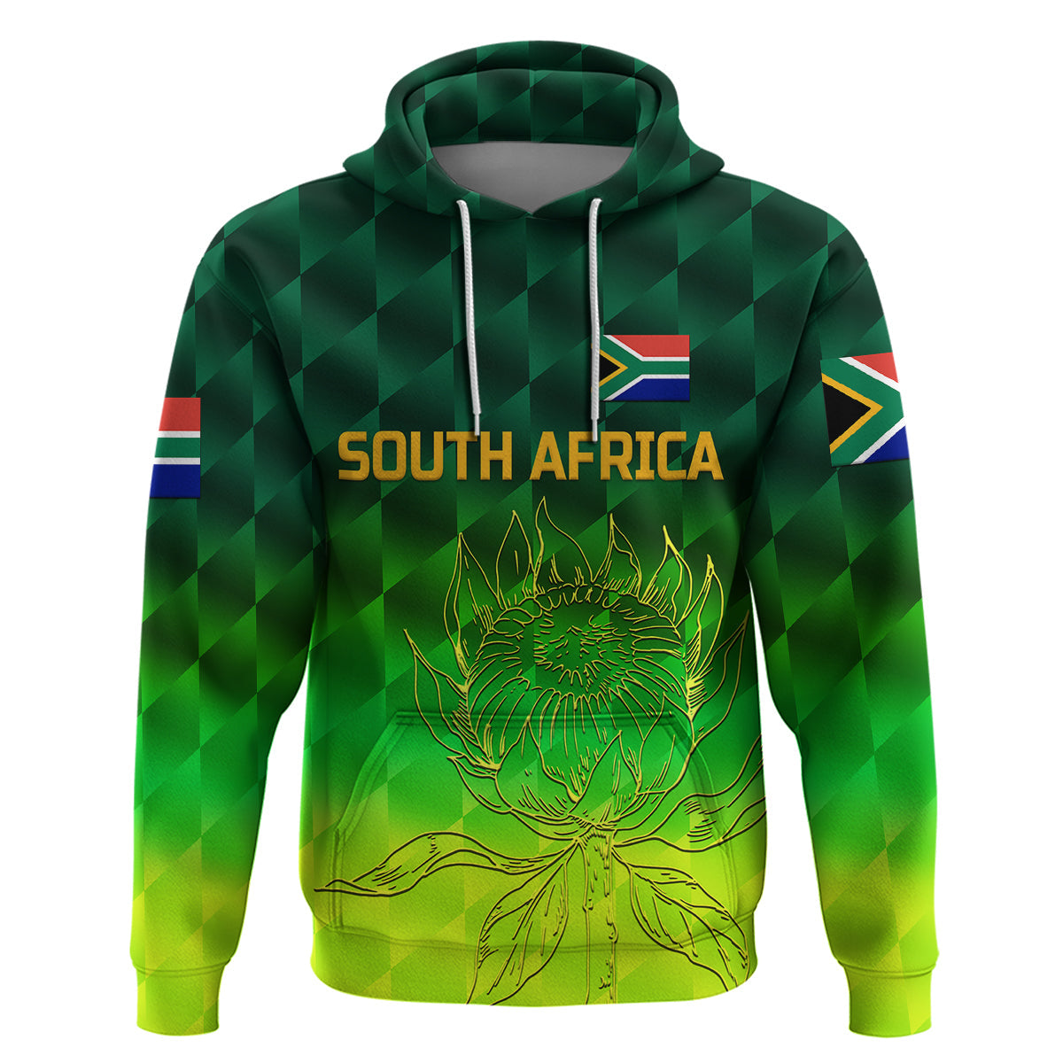 Custom South Africa Proteas CrickeHoodie Simple Gradient Green