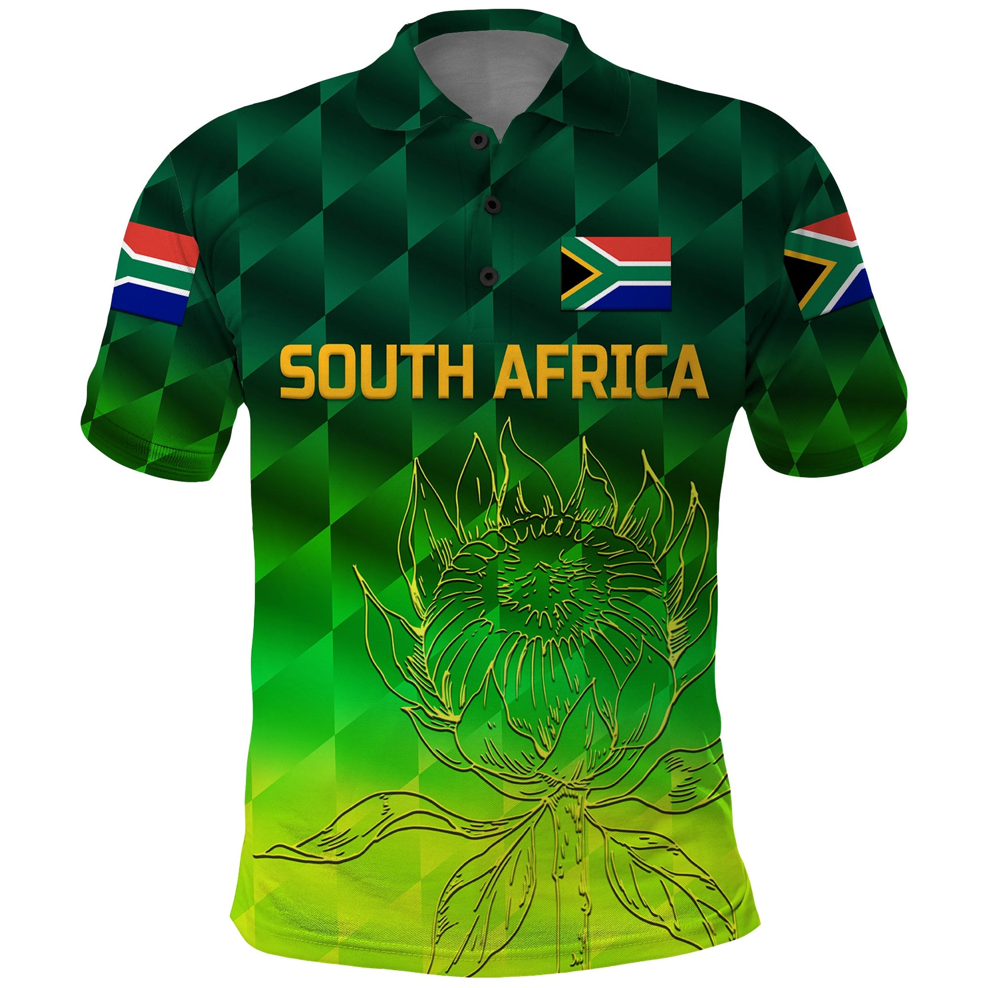 Custom South Africa Proteas Cricket Polo Shirt Simple Gradient Green