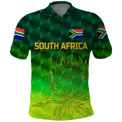 Custom South Africa Proteas Cricket Polo Shirt Simple Gradient Green