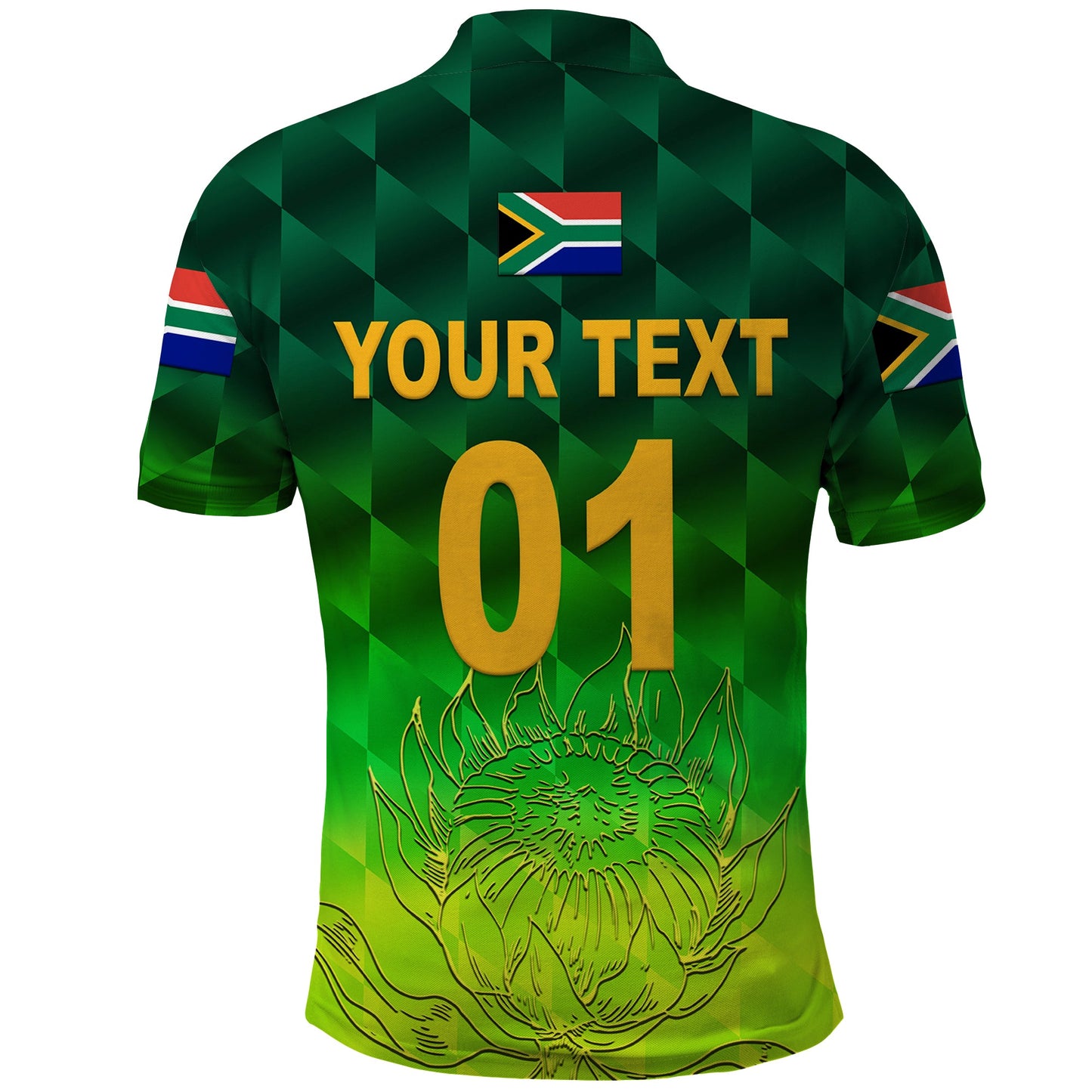 Custom South Africa Proteas Cricket Polo Shirt Simple Gradient Green