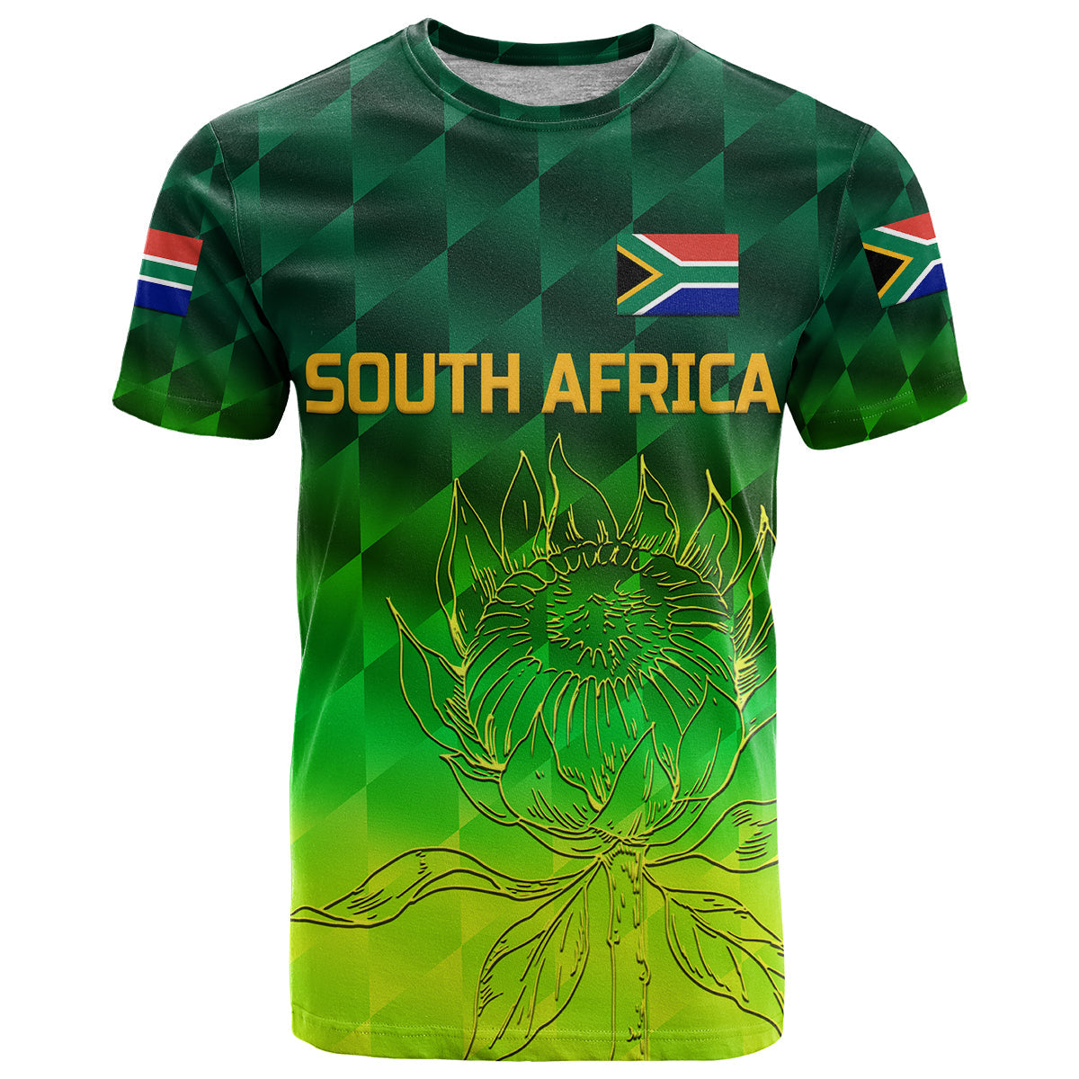 Custom South Africa Proteas Cricket T Shirt Simple Gradient Green