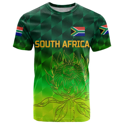 Custom South Africa Proteas Cricket T Shirt Simple Gradient Green