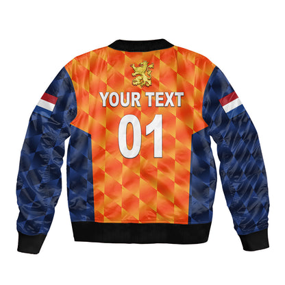 (Custom Personalised) Netherlands Cricket Dutch Lion Sleeve Zip Bomber Jacket Unique Orange