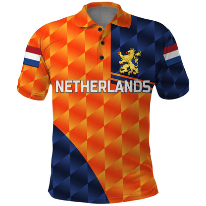 Custom Netherlands Cricket Polo Shirt Dutch Lion Pride Version Orange