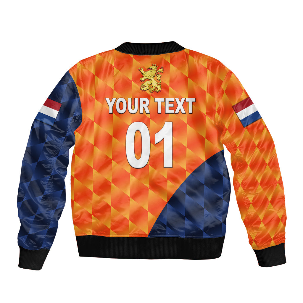 (Custom Personalised) Netherlands Cricket Dutch Lion Sleeve Zip Bomber Jacket Pride Version Orange