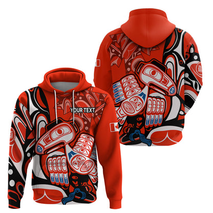 Custom Canada Haida Hoodie Classic Haida Stylized Raven In Red