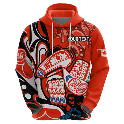 Custom Canada Haida Hoodie Classic Haida Stylized Raven In Red