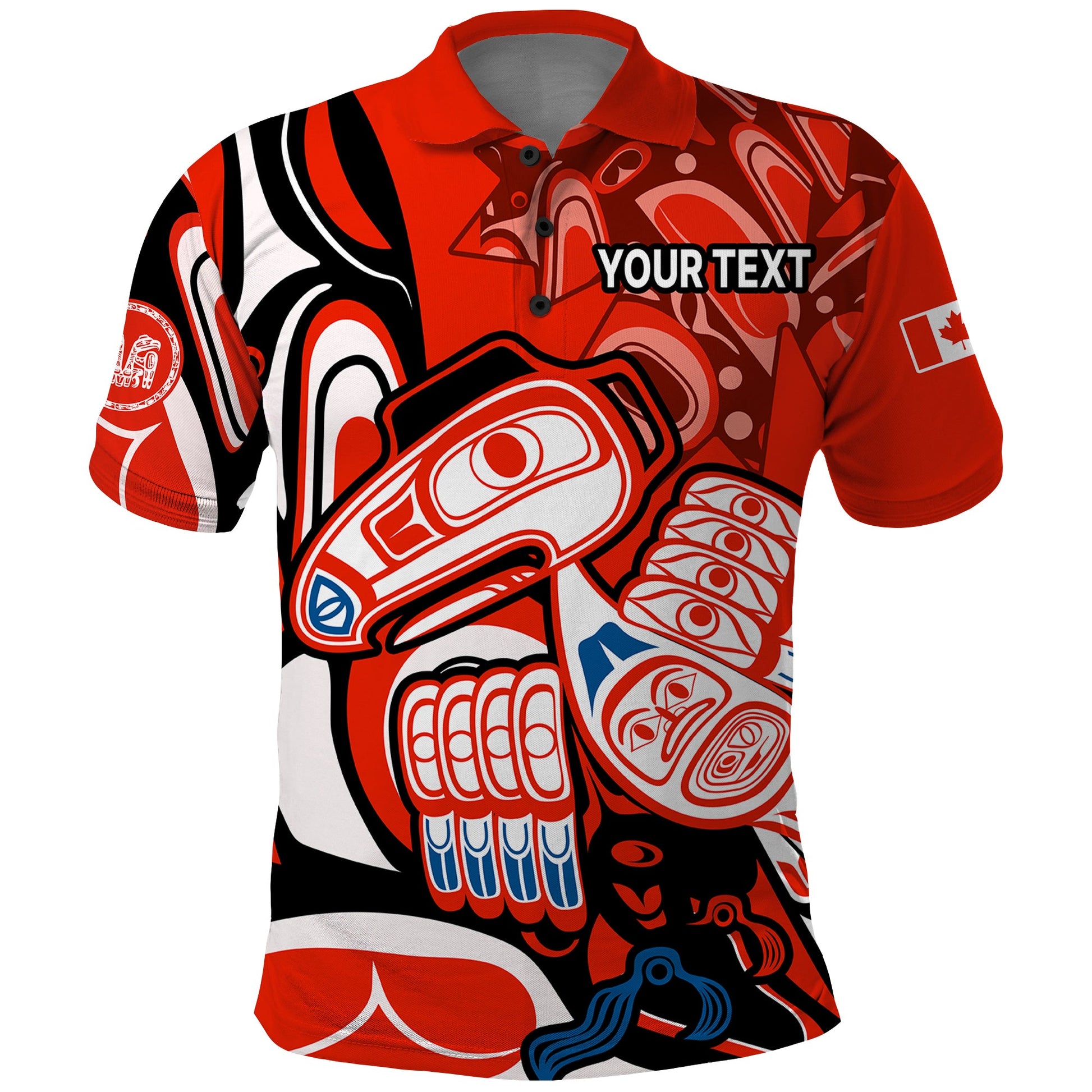Custom Canada Haida Polo Shirt Classic Haida Stylized Raven In Red