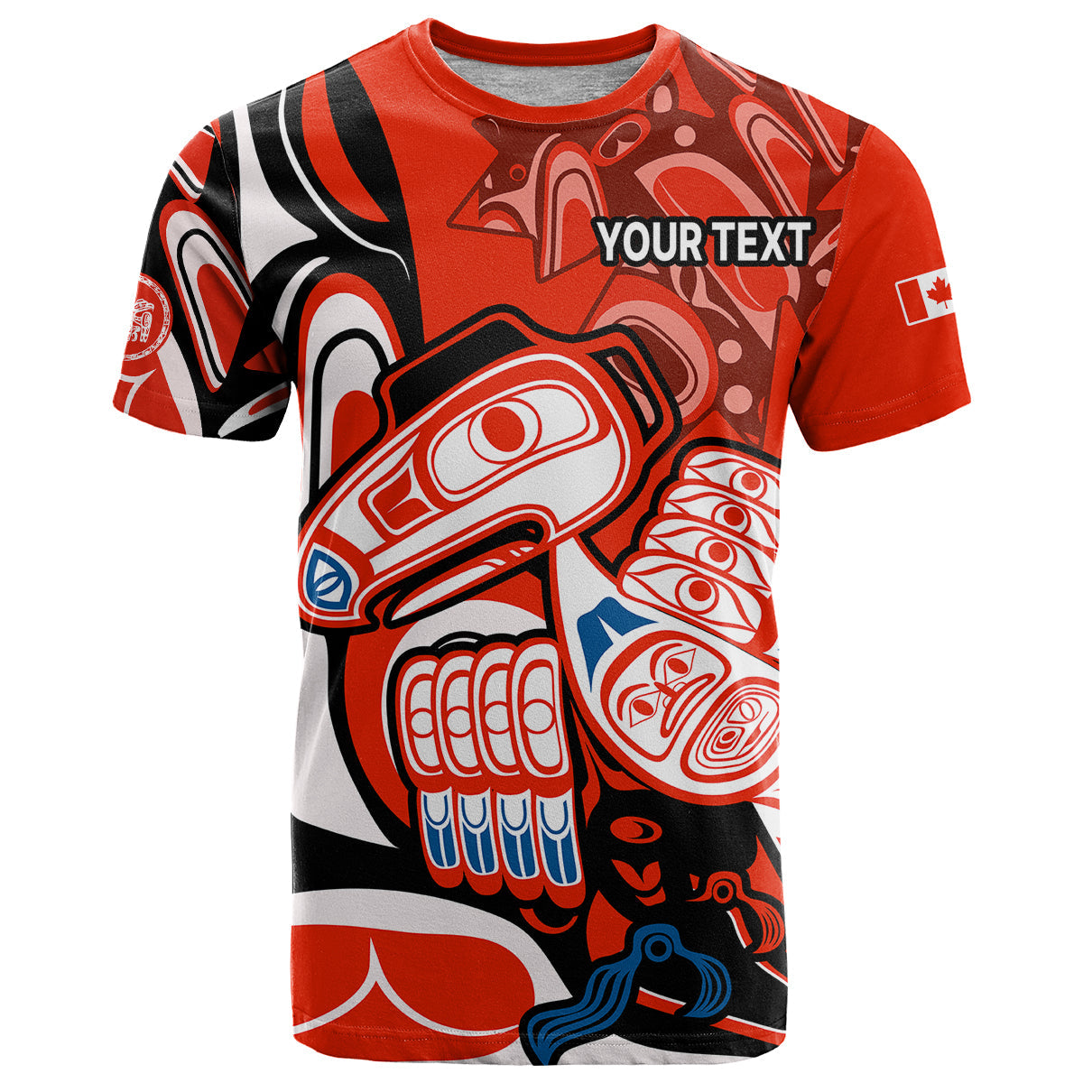 Custom Canada Haida T Shirt Classic Haida Stylized Raven In Red