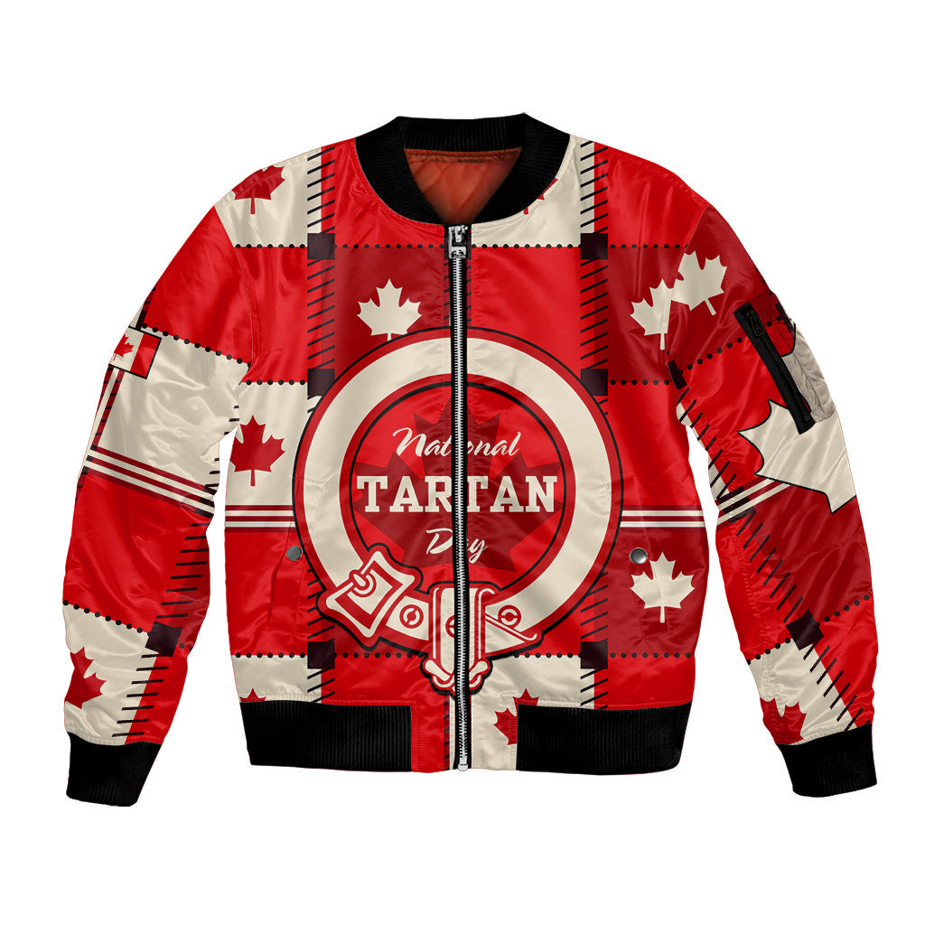 (Custom Personalised) Canada Tartan Day Sleeve Zip Bomber Jacket Canada Maple Leaf Journee Du Tartan