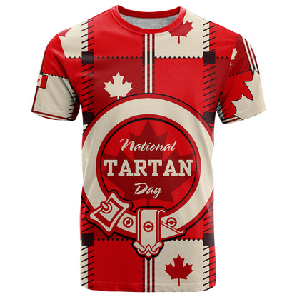 Custom Canada Tartan Day T Shirt Canada Maple Leaf Journee Du Tartan