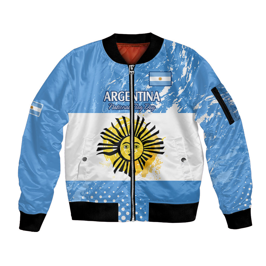 Custom Argentina National Flag Day Sleeve Zip Bomber Jacket Da de la Bandera Nacional