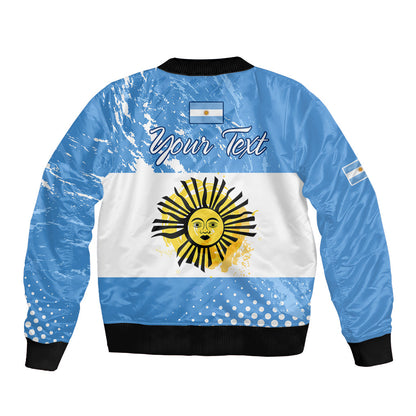 Custom Argentina National Flag Day Sleeve Zip Bomber Jacket Da de la Bandera Nacional