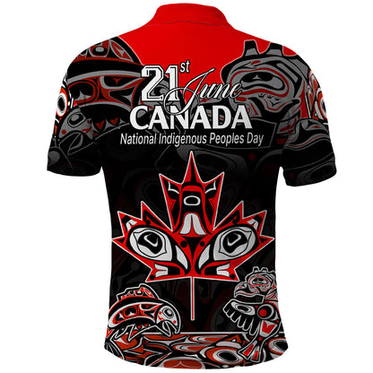 Canada National Aboriginal Day Polo Shirt Indigenous Art Stylization