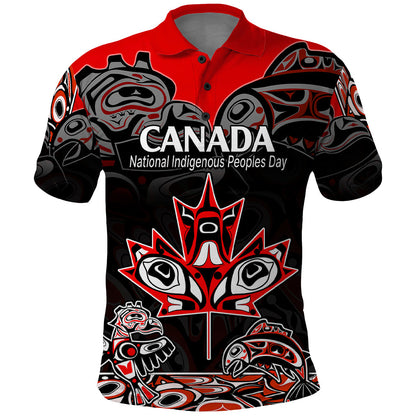 Custom Canada National Aboriginal Day Polo Shirt Indigenous Art Stylization