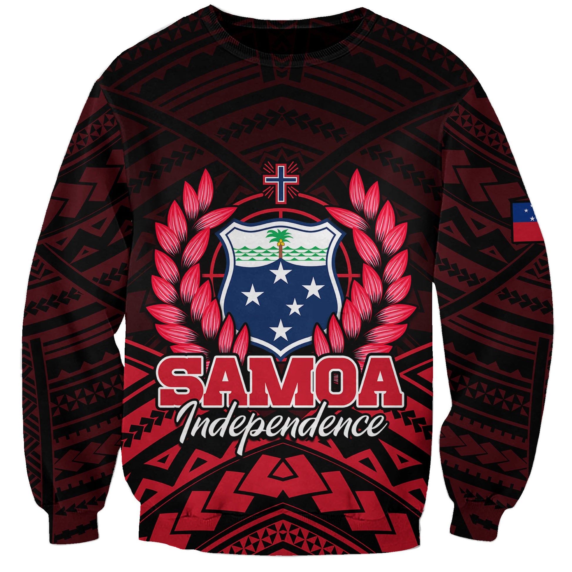 Samoa Independence Day Sweatshirt Ulafa Polynesian Unique Red No2
