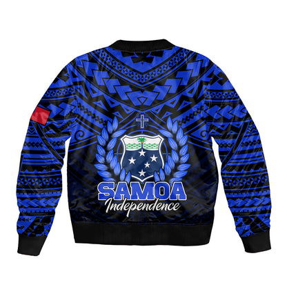 Samoa Independence Day Bomber Jacket Ulafa Polynesian Unique Blue No1