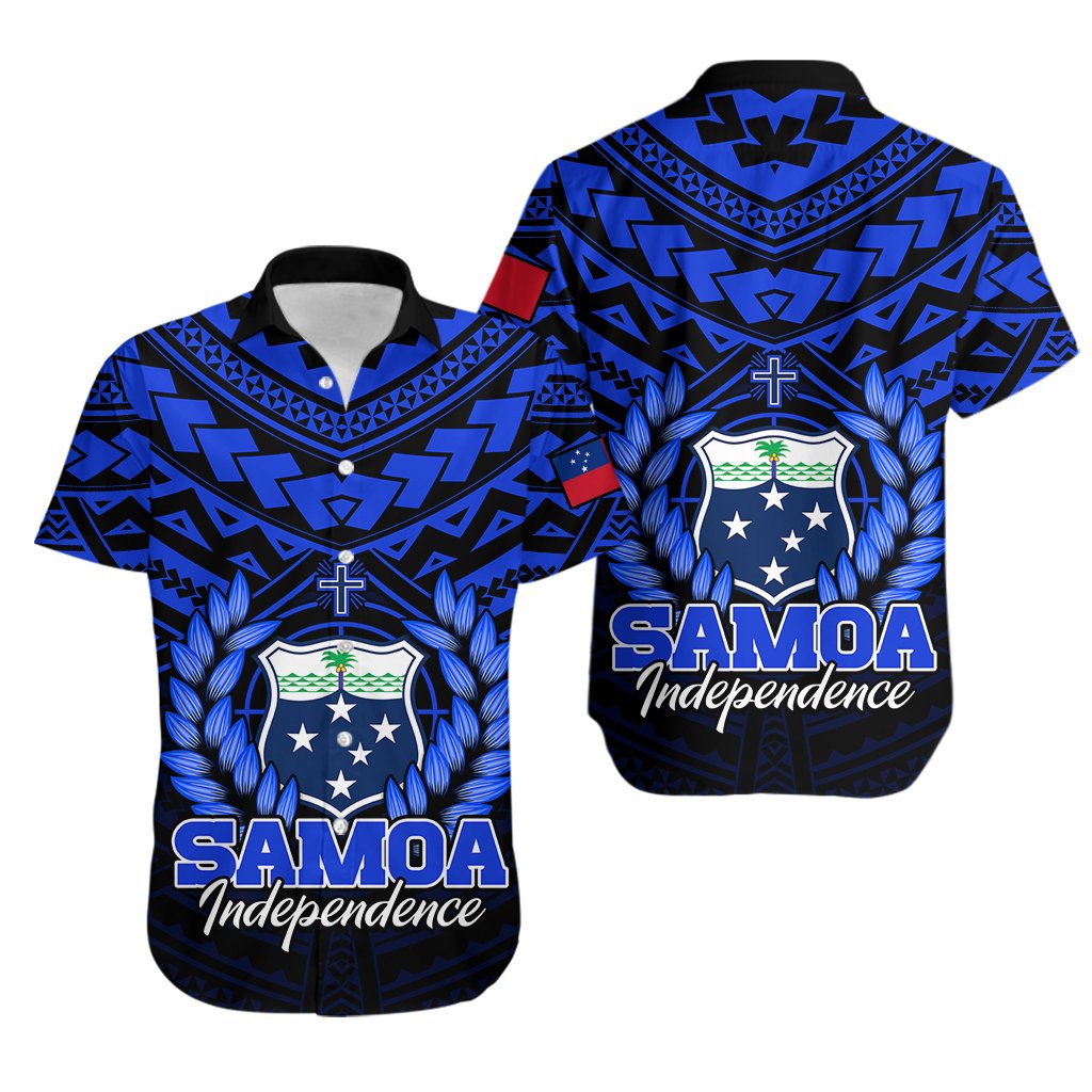 Samoa Independence Day Hawaiian Shirt Ulafa Polynesian Unique Blue No1
