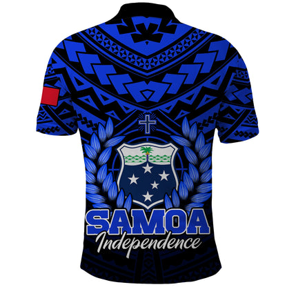 Samoa Independence Day Polo Shirt Ulafa Polynesian Unique Blue No1