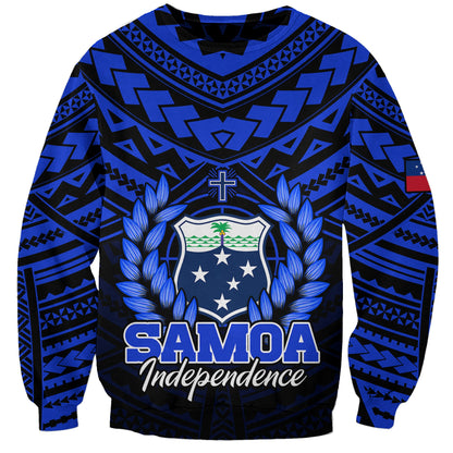 Samoa Independence Day Sweatshirt Ulafa Polynesian Unique Blue No1