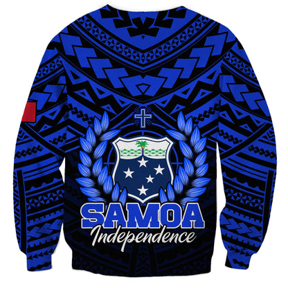 Samoa Independence Day Sweatshirt Ulafa Polynesian Unique Blue No1