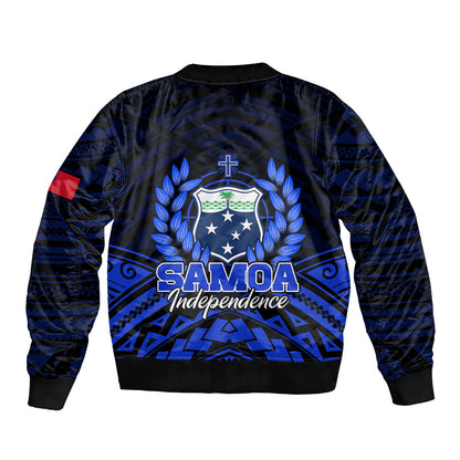 Samoa Independence Day Bomber Jacket Ulafa Polynesian Unique Blue No2