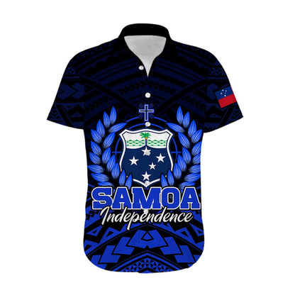 Samoa Independence Day Hawaiian Shirt Ulafa Polynesian Unique Blue No2