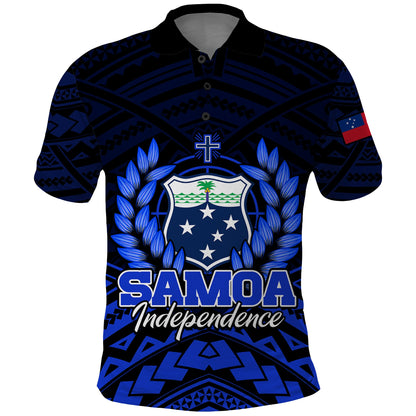 Samoa Independence Day Polo Shirt Ulafa Polynesian Unique Blue No2
