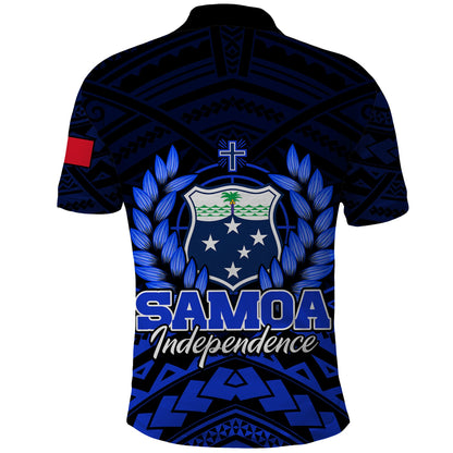 Samoa Independence Day Polo Shirt Ulafa Polynesian Unique Blue No2