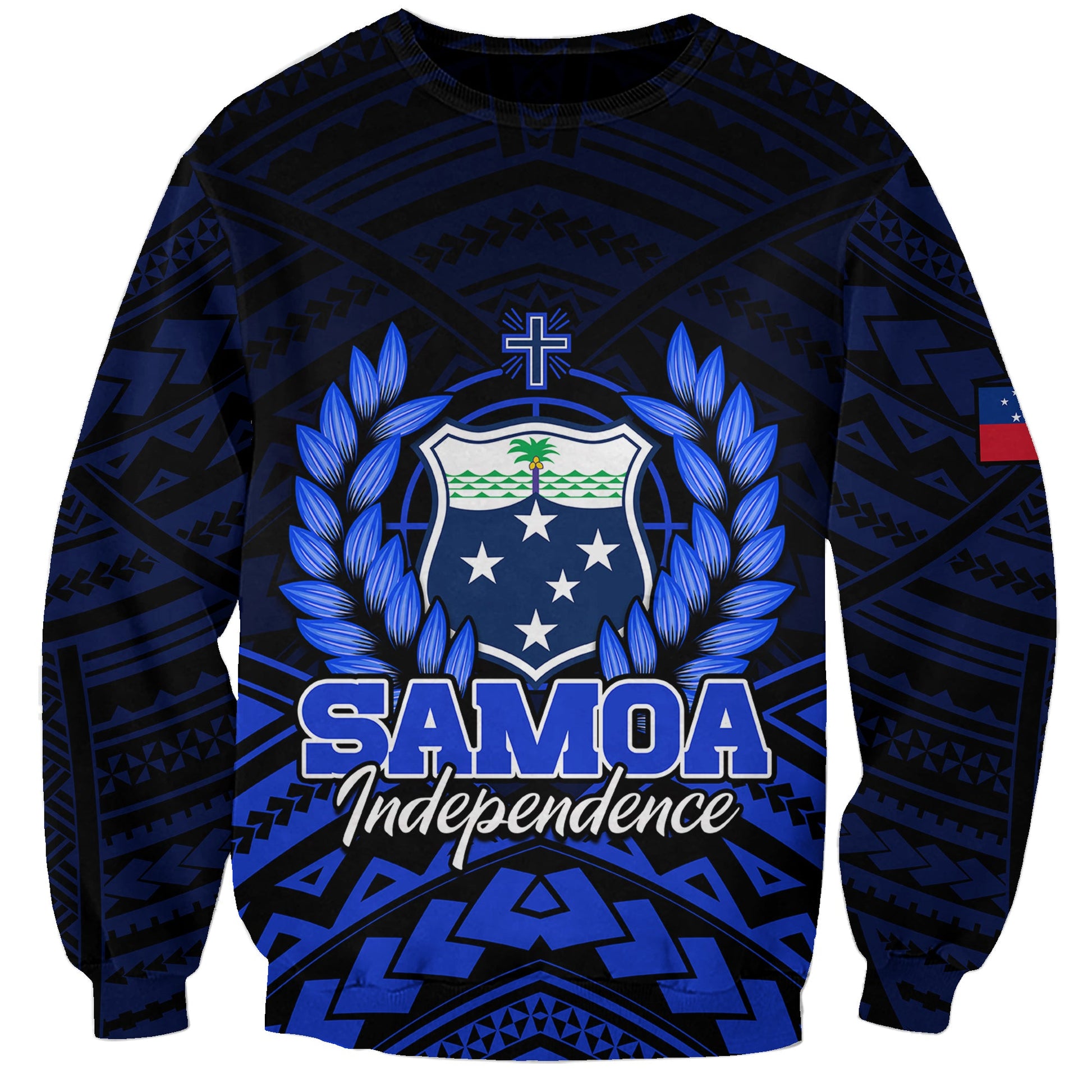 Samoa Independence Day Sweatshirt Ulafa Polynesian Unique Blue No2