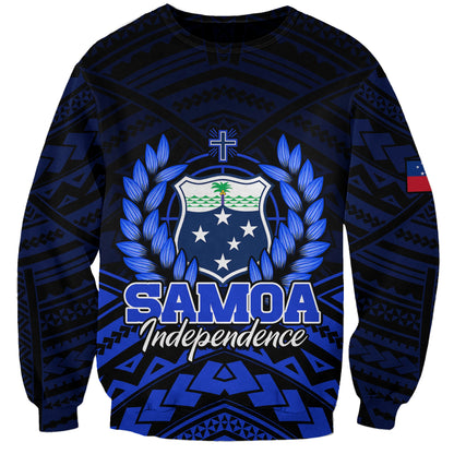 Samoa Independence Day Sweatshirt Ulafa Polynesian Unique Blue No2
