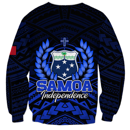 Samoa Independence Day Sweatshirt Ulafa Polynesian Unique Blue No2