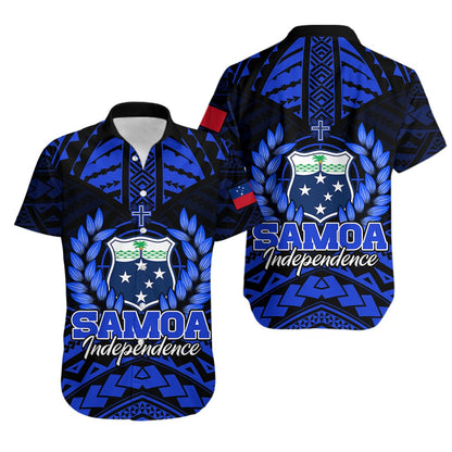 Samoa Independence Day Hawaiian Shirt Ulafa Polynesian Unique Blue No3