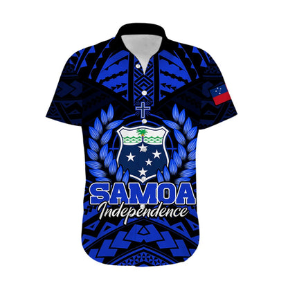Samoa Independence Day Hawaiian Shirt Ulafa Polynesian Unique Blue No3
