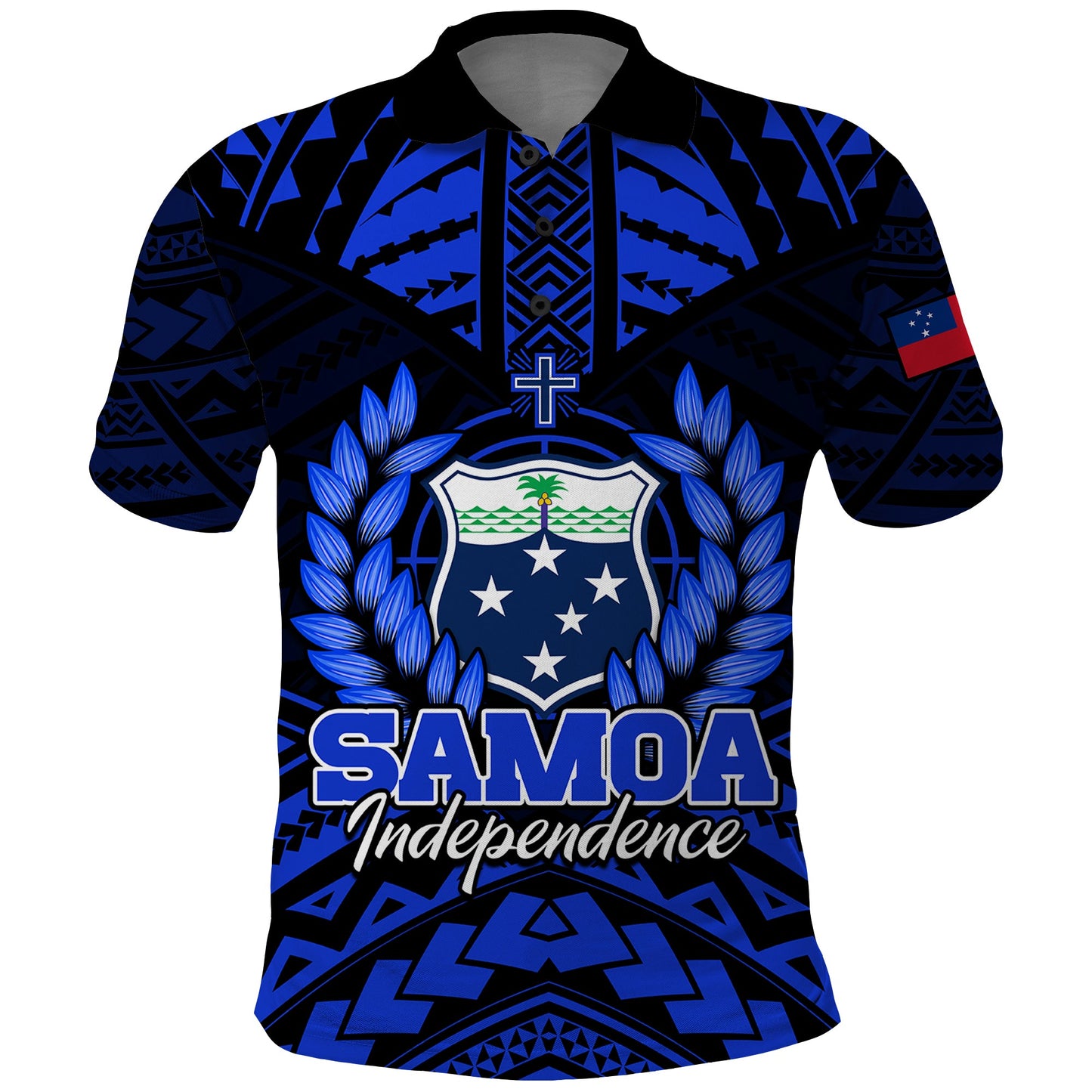 Samoa Independence Day Polo Shirt Ulafa Polynesian Unique Blue No3