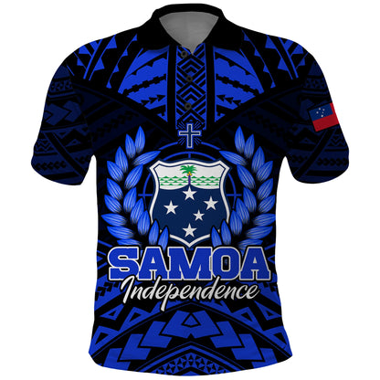 Samoa Independence Day Polo Shirt Ulafa Polynesian Unique Blue No3