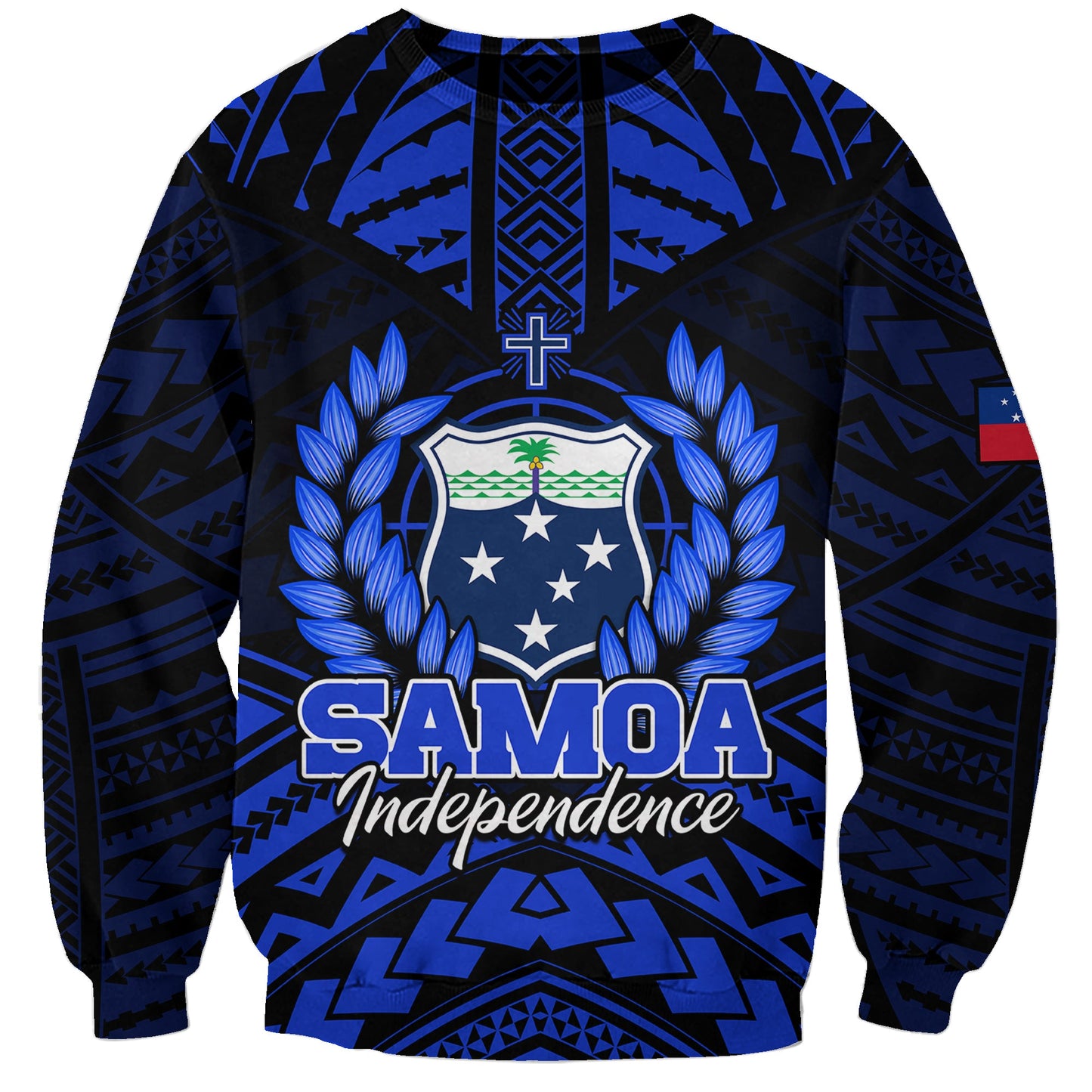 Samoa Independence Day Sweatshirt Ulafa Polynesian Unique Blue No3