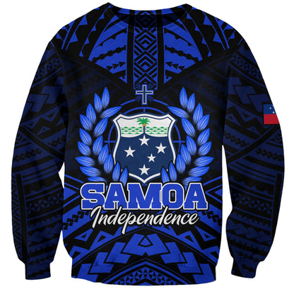 Samoa Independence Day Sweatshirt Ulafa Polynesian Unique Blue No3