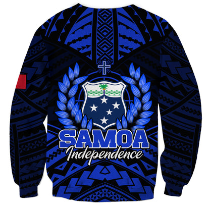 Samoa Independence Day Sweatshirt Ulafa Polynesian Unique Blue No3