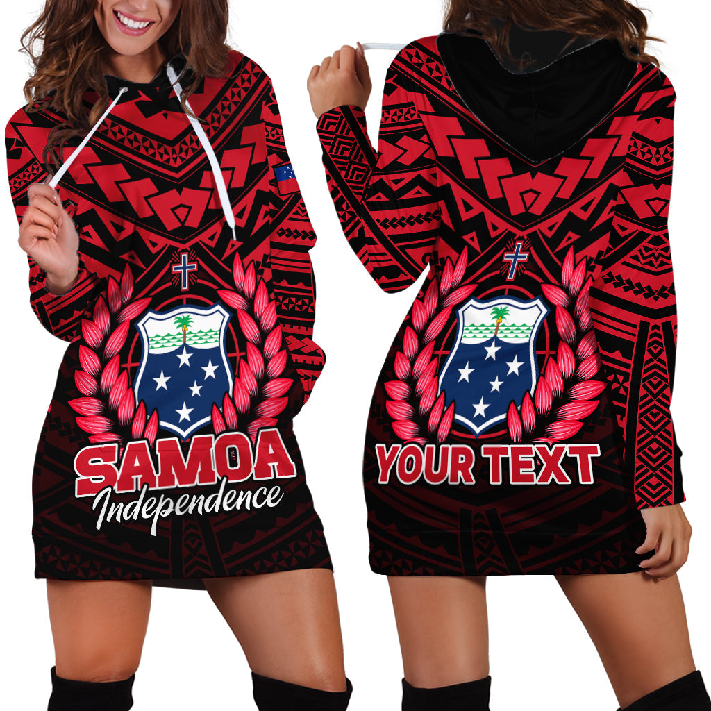 Custom Personalised Samoa Independence Day Hoodie Dress Ulafa Polynesian Unique Red No1