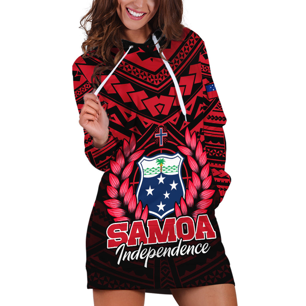 Custom Personalised Samoa Independence Day Hoodie Dress Ulafa Polynesian Unique Red No1