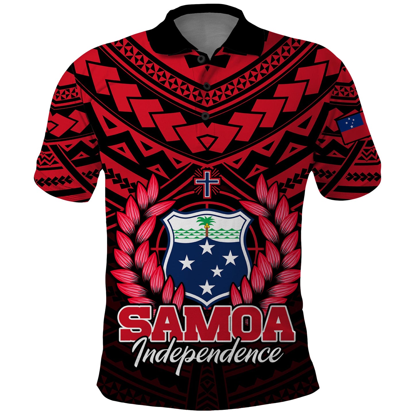 Custom Personalised Samoa Independence Day Polo Shirt Ulafa Polynesian Unique Red No1