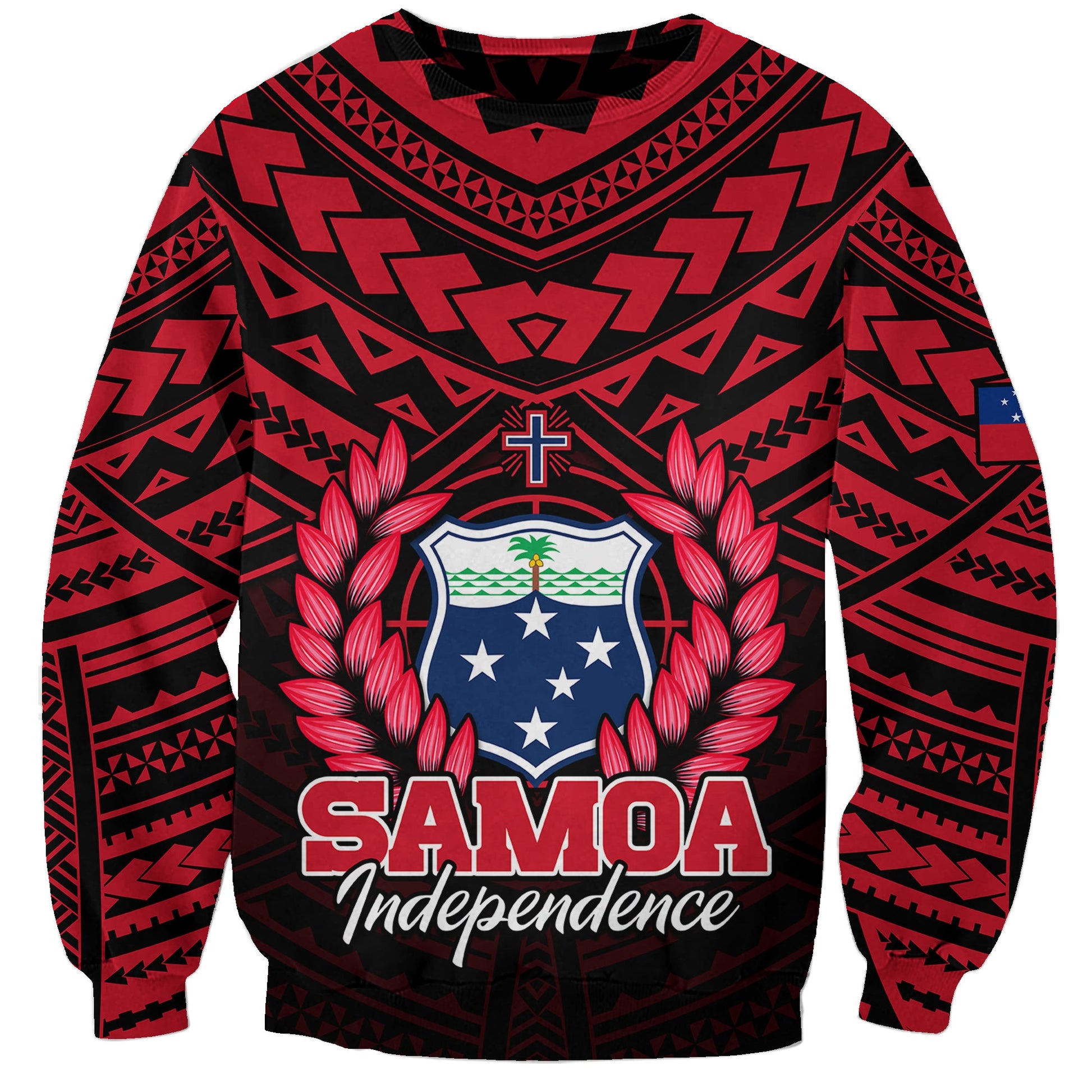 Custom Personalised Samoa Independence Day Sweatshirt Ulafa Polynesian Unique Red No1