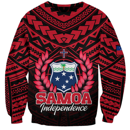 Custom Personalised Samoa Independence Day Sweatshirt Ulafa Polynesian Unique Red No1