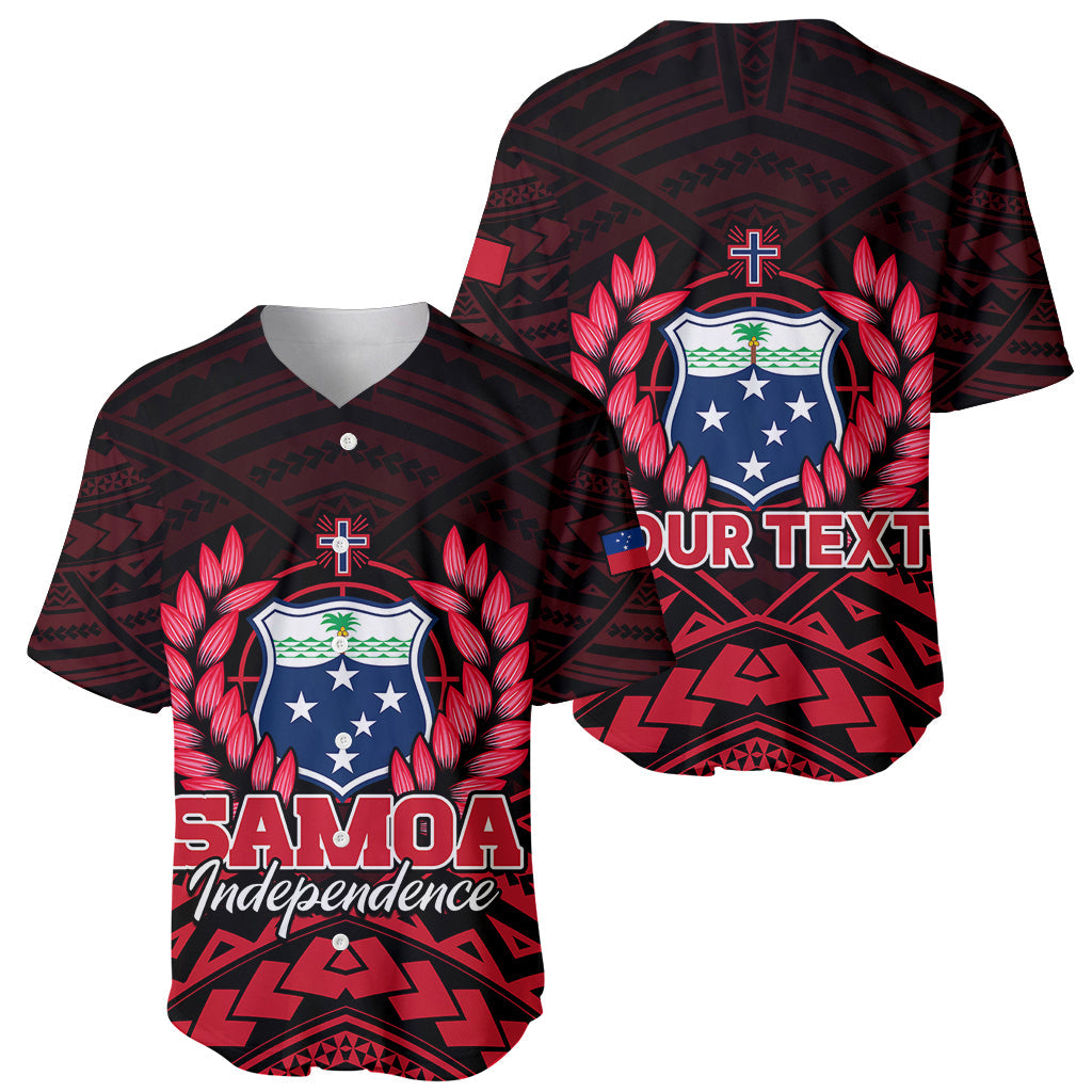 (Custom Personalised) Samoa Independence Day Baseball Jersey Ulafa Polynesian Unique Red No2
