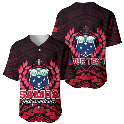 (Custom Personalised) Samoa Independence Day Baseball Jersey Ulafa Polynesian Unique Red No2