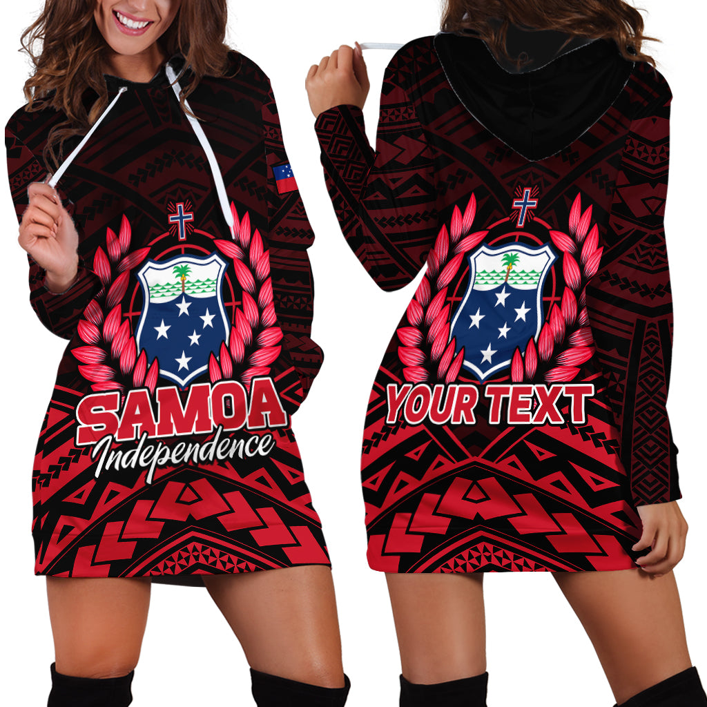 Custom Personalised Samoa Independence Day Hoodie Dress Ulafa Polynesian Unique Red No2